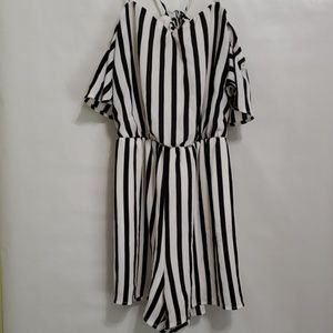 Black white stripe romper